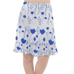 Blue Classy Tulips Fishtail Chiffon Skirt by ConteMonfrey