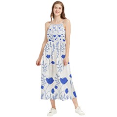 Blue Classy Tulips Boho Sleeveless Summer Dress by ConteMonfrey