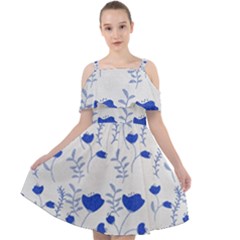 Blue Classy Tulips Cut Out Shoulders Chiffon Dress by ConteMonfrey