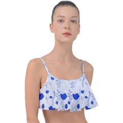 Blue Classy Tulips Frill Bikini Top