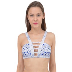 Blue Classy Tulips Cage Up Bikini Top by ConteMonfrey