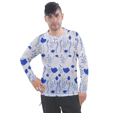 Blue Classy Tulips Men s Pique Long Sleeve Tee by ConteMonfrey