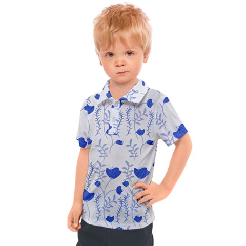 Blue Classy Tulips Kids  Polo Tee by ConteMonfrey