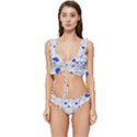 Blue Classy Tulips Low Cut Ruffle Edge Bikini Set View1