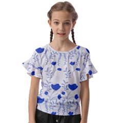 Blue Classy Tulips Kids  Cut Out Flutter Sleeves by ConteMonfrey