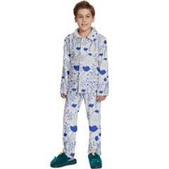 Blue Classy Tulips Kids  Long Sleeve Velvet Pajamas Set by ConteMonfrey