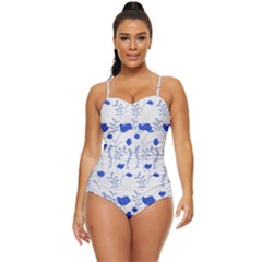 Blue Classy Tulips Retro Full Coverage Swimsuit by ConteMonfrey