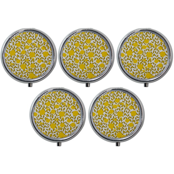 Blue flowers On The Wall   Mini Round Pill Box (Pack of 5)