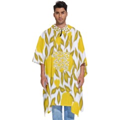 Blue Flowers On The Wall   Men s Hooded Rain Ponchos