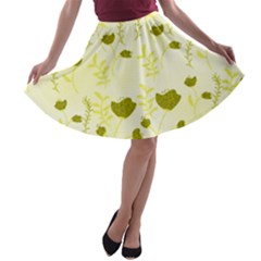 Yellow Classy Tulips  A-line Skater Skirt by ConteMonfrey