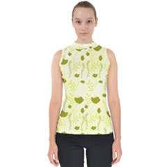 Yellow Classy Tulips  Mock Neck Shell Top by ConteMonfrey