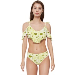 Yellow Classy Tulips  Ruffle Edge Tie Up Bikini Set	 by ConteMonfrey