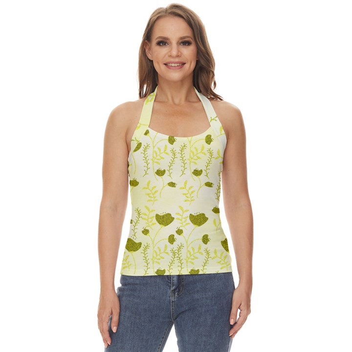 Yellow Classy Tulips  Basic Halter Top