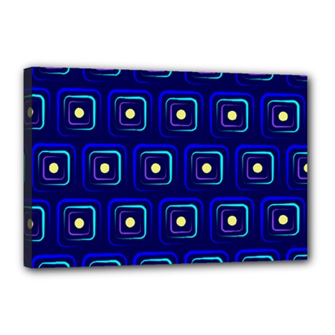 Blue Neon Squares - Modern Abstract Canvas 18  X 12  (stretched) by ConteMonfrey