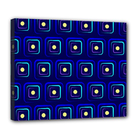 Blue Neon Squares - Modern Abstract Deluxe Canvas 24  X 20  (stretched) by ConteMonfrey