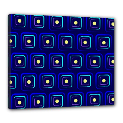 Blue Neon Squares - Modern Abstract Canvas 24  X 20  (stretched) by ConteMonfrey