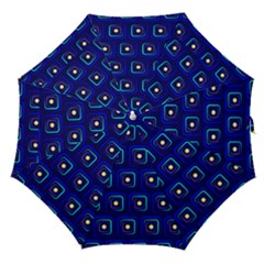 Blue Neon Squares - Modern Abstract Straight Umbrellas by ConteMonfrey