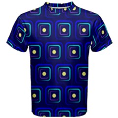 Blue Neon Squares - Modern Abstract Men s Cotton Tee by ConteMonfrey