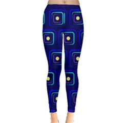 Blue Neon Squares - Modern Abstract Leggings  by ConteMonfrey