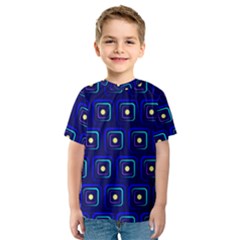 Blue Neon Squares - Modern Abstract Kids  Sport Mesh Tee