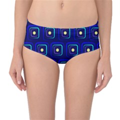 Blue Neon Squares - Modern Abstract Mid-waist Bikini Bottoms by ConteMonfrey