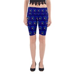 Blue Neon Squares - Modern Abstract Yoga Cropped Leggings by ConteMonfrey