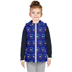 Blue Neon Squares - Modern Abstract Kids  Hooded Puffer Vest by ConteMonfrey