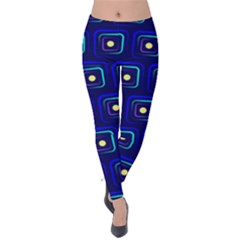 Blue Neon Squares - Modern Abstract Velvet Leggings by ConteMonfrey