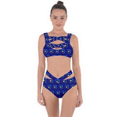 Blue Neon Squares - Modern Abstract Bandaged Up Bikini Set 