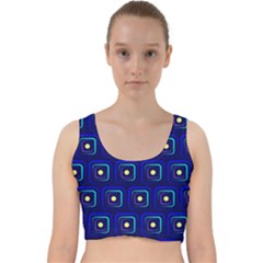 Blue Neon Squares - Modern Abstract Velvet Racer Back Crop Top by ConteMonfrey