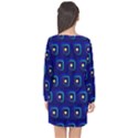 Blue Neon Squares - Modern Abstract Long Sleeve Chiffon Shift Dress  View2