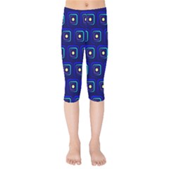 Blue Neon Squares - Modern Abstract Kids  Capri Leggings  by ConteMonfrey