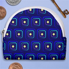 Blue Neon Squares - Modern Abstract Horseshoe Style Canvas Pouch by ConteMonfrey