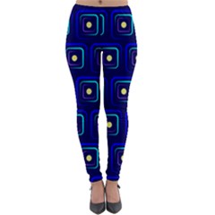 Blue Neon Squares - Modern Abstract Lightweight Velour Leggings by ConteMonfrey