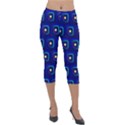 Blue Neon Squares - Modern Abstract Lightweight Velour Capri Leggings  View1