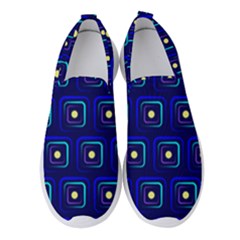 Blue Neon Squares - Modern Abstract Women s Slip On Sneakers by ConteMonfrey