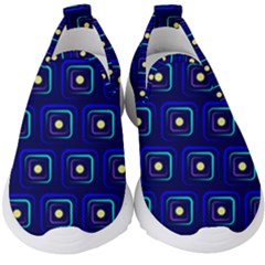 Blue Neon Squares - Modern Abstract Kids  Slip On Sneakers by ConteMonfrey