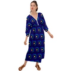 Blue Neon Squares - Modern Abstract Grecian Style  Maxi Dress by ConteMonfrey