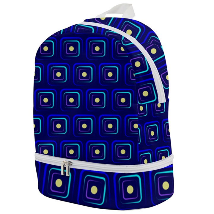 Blue Neon Squares - Modern Abstract Zip Bottom Backpack