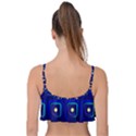 Blue Neon Squares - Modern Abstract Frill Bikini Top View2