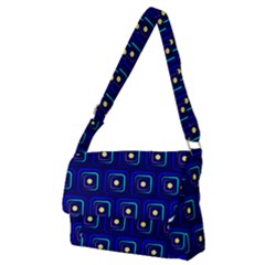 Blue Neon Squares - Modern Abstract Full Print Messenger Bag (m) by ConteMonfrey