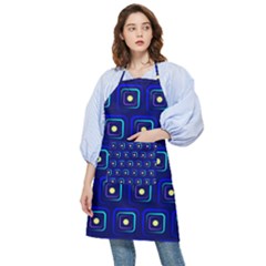 Blue Neon Squares - Modern Abstract Pocket Apron by ConteMonfrey