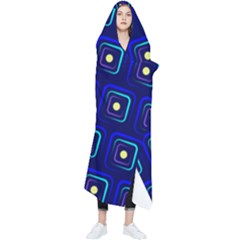 Blue Neon Squares - Modern Abstract Wearable Blanket by ConteMonfrey