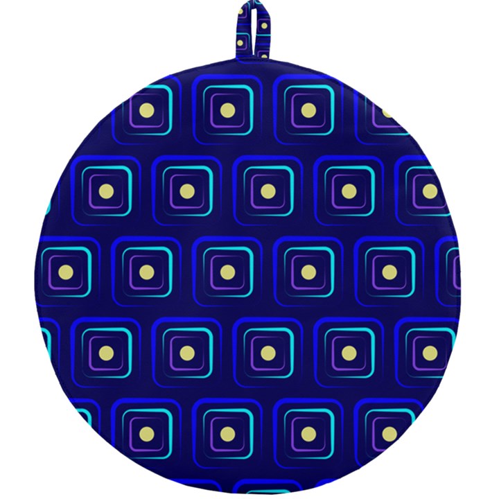 Blue Neon Squares - Modern Abstract Round Trivet