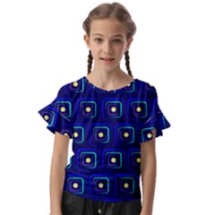 Blue Neon Squares - Modern Abstract Kids  Cut Out Flutter Sleeves by ConteMonfrey