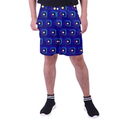 Blue Neon Squares - Modern Abstract Men s Pocket Shorts by ConteMonfrey