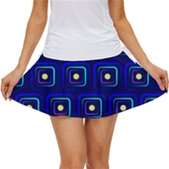 Blue Neon Squares - Modern Abstract Women s Skort