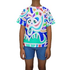 Crazy Pop Art - Doodle Animals   Kids  Short Sleeve Swimwear by ConteMonfrey