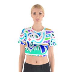 Crazy Pop Art - Doodle Animals   Cotton Crop Top by ConteMonfrey