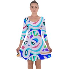 Crazy Pop Art - Doodle Animals   Quarter Sleeve Skater Dress by ConteMonfrey